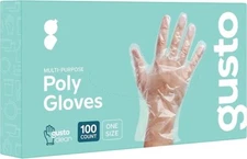 100 Count Disposable Poly Plastic Gloves for Cooking, Food Prep and Food Service