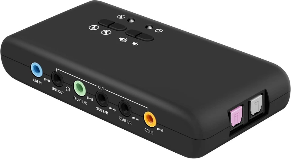 USB Soundkarte 7.1 8 Kanäle Surround Kopfhörer Lautsprecher digitale Ans... - Bild 3 von 4