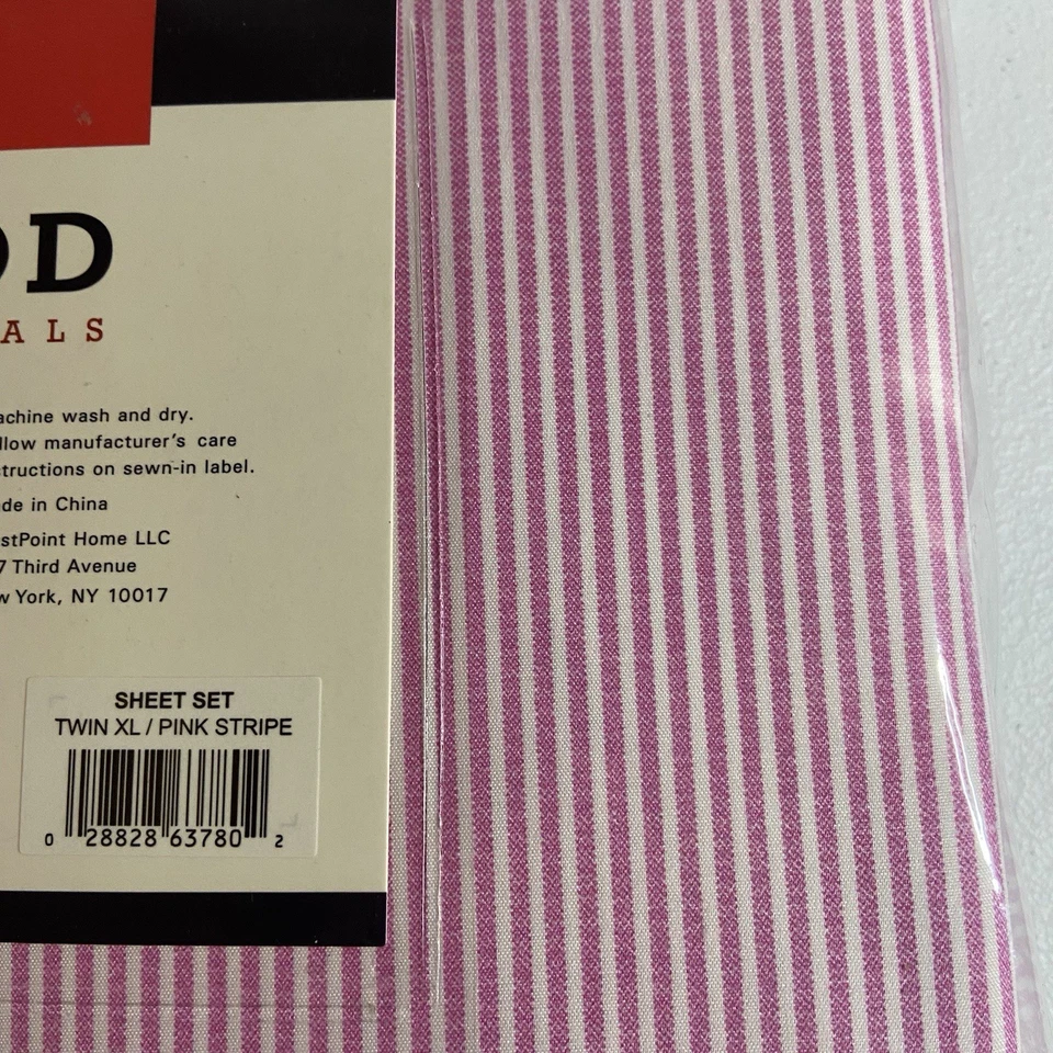 Juego de Sábanas IZOD Twin XL Rosa Rayas Nuevo Foto 4 de 4