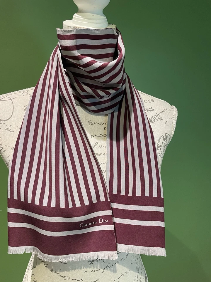 PIERRE CARDIN. CHRISTIAN DIOR. 2  LONG  VINTAGE SILK SCARF- FAB STRIPES - Image 2 of 4