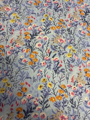 ROSE & HUBBLE 3 Meter Blue Meadow Floral Bedruckt 100% Baumwolle Popeline Stoff