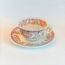 EX RARE Spode Copeland Rhine Brown Teacups & Saucers Set Of Six