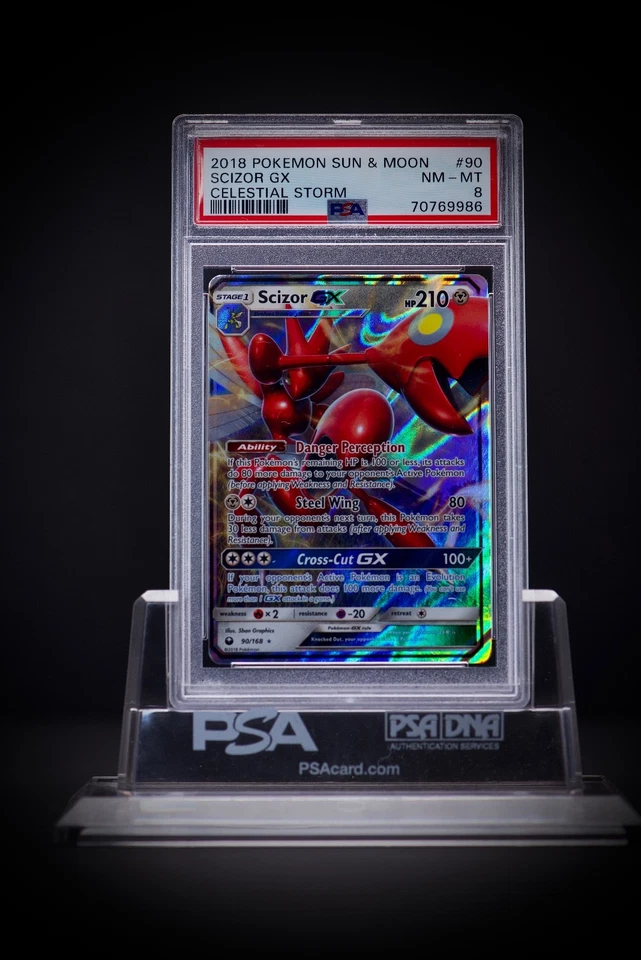 2018 Pokemon Sun & Moon Celestial Storm 90 Scizor GX PSA 8 - Image 2 of 2