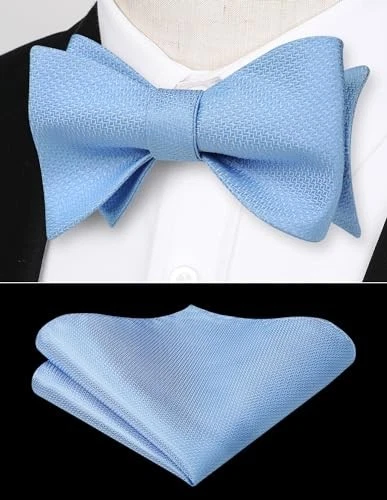Bow Ties for Men Check Plaid Self Tie Bow Tie and One Size E-01 Light Blue - Image 2 of 4