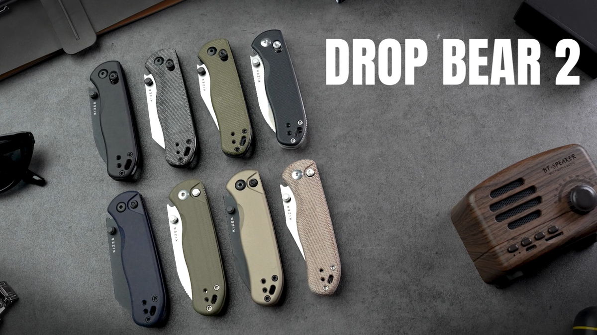 Kizer Drop Bear 2 Folding Pocket Knife Nitro-V Blade Micarta