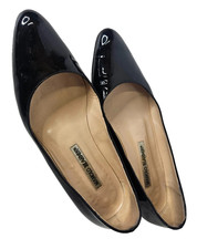 Manolo Blahnik Ballet Flats Women US 5 EU 35 Black Patent Leather Italy Designer