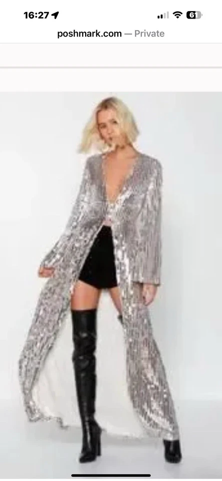 Nasty Gal Sequin Duster BNWT Size 12 - Image 2 of 2