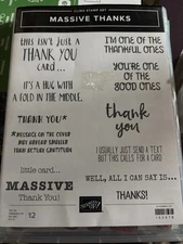 Stampin Up Massive Thanks Rubber Cling Stamp Set Retired 
