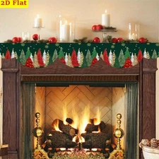 Christmas Fireplace Mantel Scarf Xmas Tree Mantle Decor Holiday Home Decoration