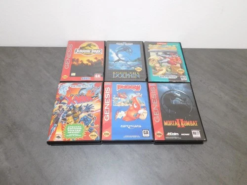 LOT OF 6 SEGA GENESIS GAMES Street Fighter II Mortal Kombat X-Men Puggsy