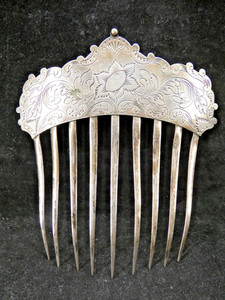 #17 Antique Victorian Hair Comb Sterling Silver 24.9 grams