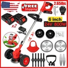 Electric Cordless Grass String Trimmer Lawn Edger Weed Wacker Cutter + 2 Battery
