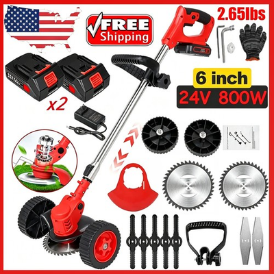 #ad #ad Electric Cordless Grass String Trimmer Lawn Edger Weed Wacker Cutter 2 Battery $39.98