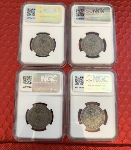 (Lot of 4) 1948 Great Britain 2 Shillings King George VI – NGC Certified!