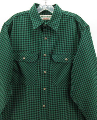 mens green gingham dress shirt VINTAGE Gander Mountain Men Large Quiet+ Field Hunting Plaid 3D Product
