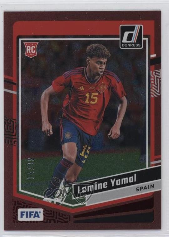 2023-24 Panini Donruss FIFA Red 4/99 Lamine Yamal #54 Rookie RC 0tf