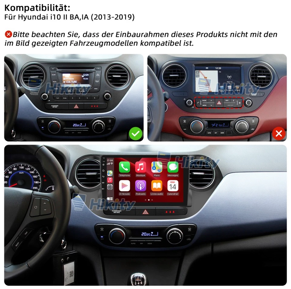 DAB+ 8-Core 4+64GB Android15 Autoradio CarPlay GPS Navi für Hyundai i10 II BA IA - Bild 2 von 4