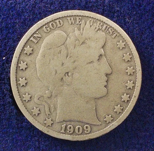 RARE Beautiful 1909-S U.S. Barber Half Dollar (SILVER) KM 116
