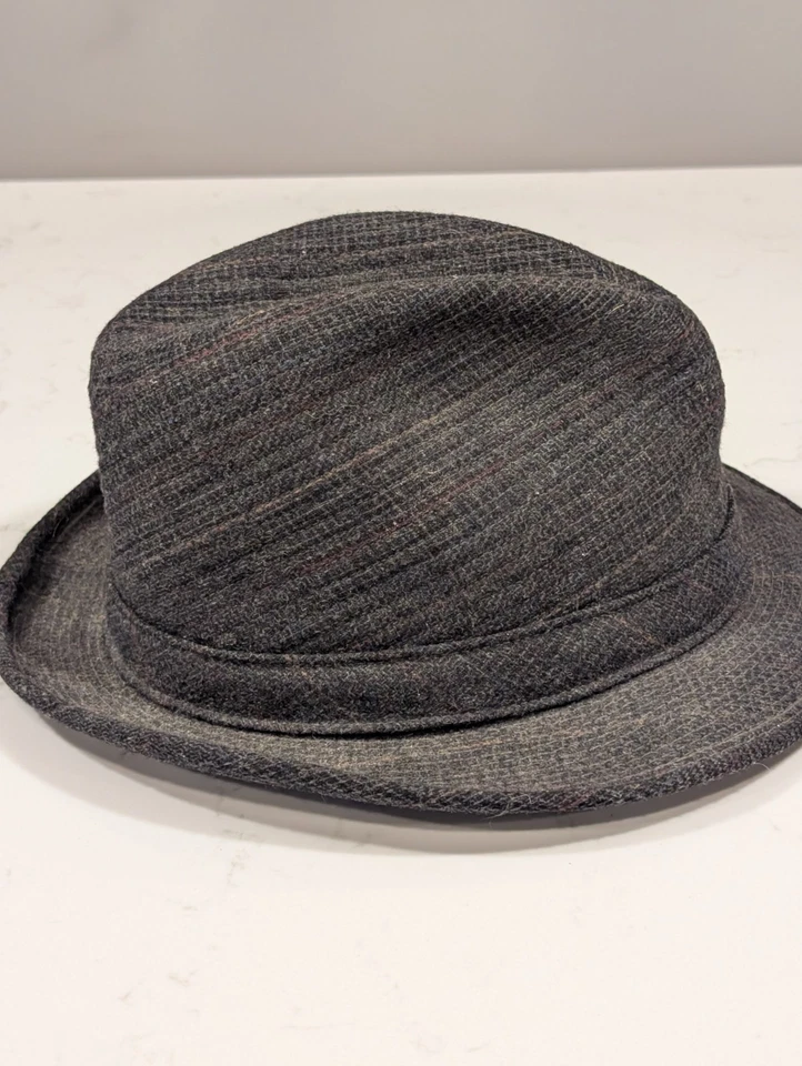 Винтажная мужская шляпа-федора Stetson средний размер США серая шерсть - Изображение 3 из 4