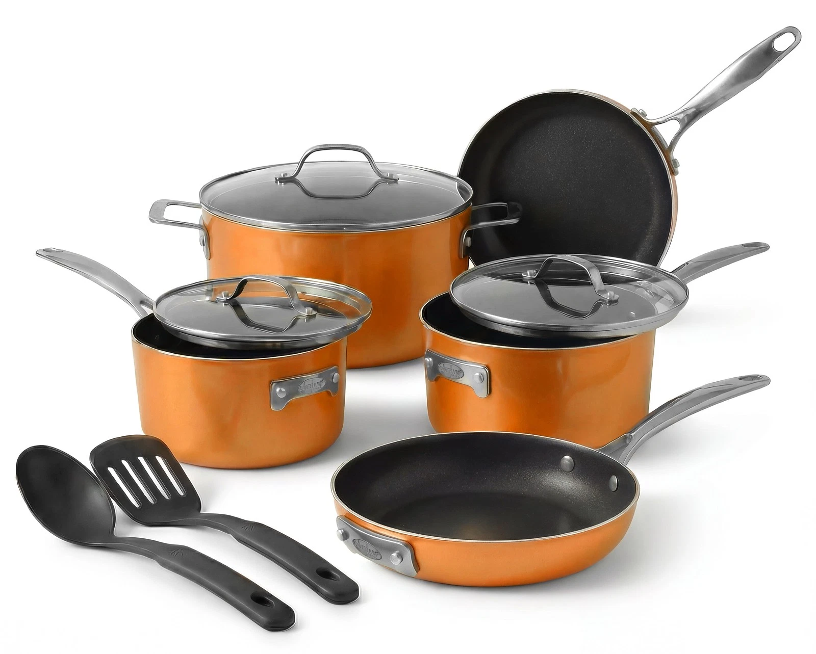 Gotham Steel Stackmaster 10pc Nonstick Cookware Set w Utensils Space Saving