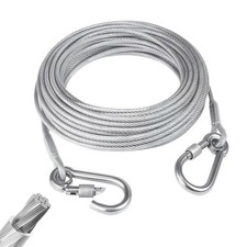1/5'' Outdoor Clothesline,Heavy Galvanized Steel Cable,33ft Steel Wire Lead...