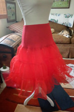Red Rockabilly Petticoat Tulle Slip Skirt - medium