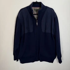 ORVIS Shooting Sweater Jacket Men's Sz Large 100% Wool Lined Navy Blue Full Zip