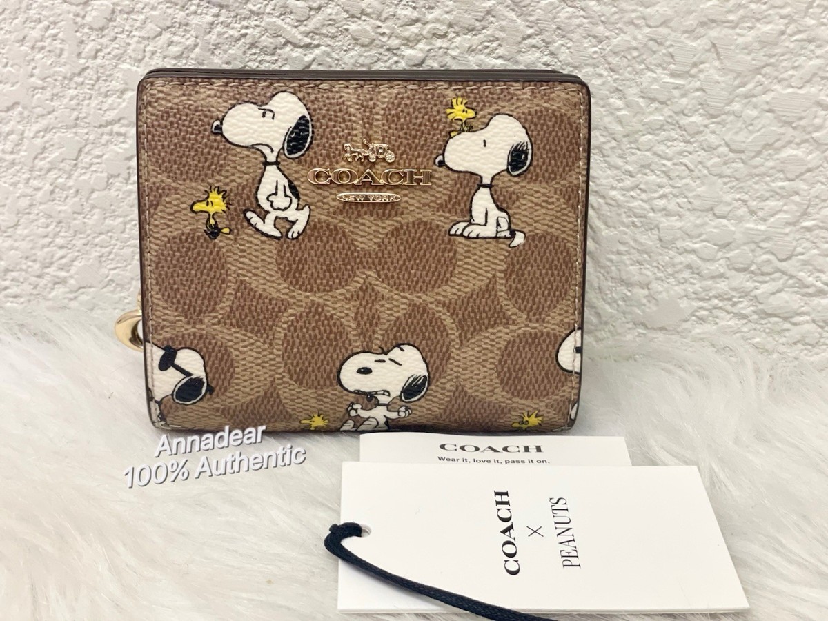 Coach X Peanuts Snap Wallet In Signature Canvas With Snoopy