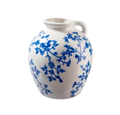 Vase Dekokrug Kanne Krug Blütenmuster Keramik Shabby Chic Landhaus Ø 17 cm - Bild 1 von 3