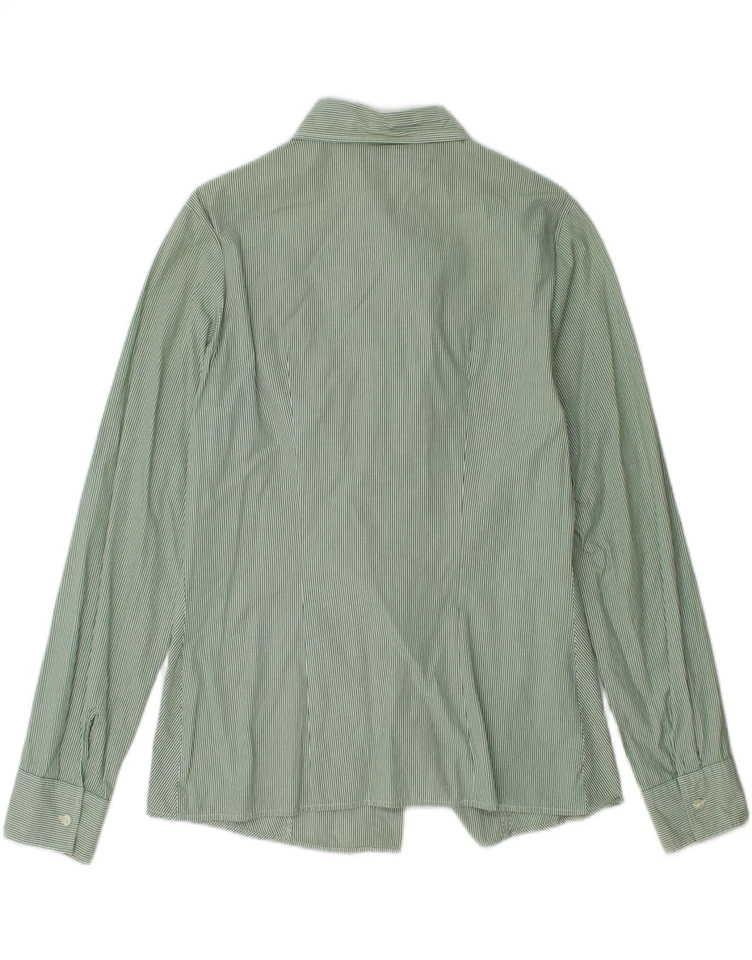 Camisa Benetton Mujer Volantes Frontales Reino Unido 12 Mediana Verde Rayas BS04 Foto 2 de 3