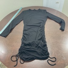SHEIN Black Bodycon Dress Long Sleeve Ruched Drawstring Sexy Womens L
