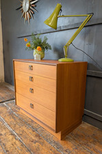 Vintage Mid Century Minimal G Plan Teak Form 5 Chest Of 4x Drawers Brass Handles