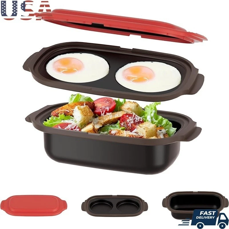 Microwave Grill Pan & Egg Cooker Set Non-Stick Cooking Tool Quick Meals New