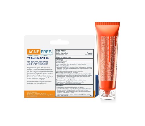 Terminator 10 Acne Spot Treatment with Benzoyl Peroxide 10% Maximum Strength 1Ct - 第 9/9 張圖片