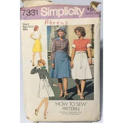 Skirt Pattern Vintage Wrap Skirt 70s Wrap Skirt Shirt S7331 Size