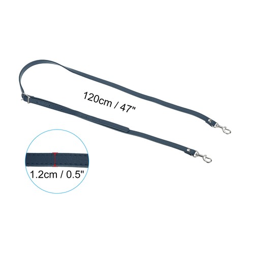 Correa ajustable de cuero PU de 47 pulgadas con herrajes plateados, azul marino - Imagen 2 de 5