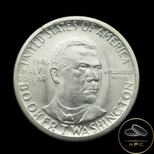 1946 S Booker T Washing Commemorative Half Dollar Gem BU ++++ 90% Silver