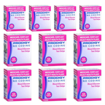PRODIGY No Coding Blood Glucose 500 Test Strips 10 Boxes Of 50 Ct