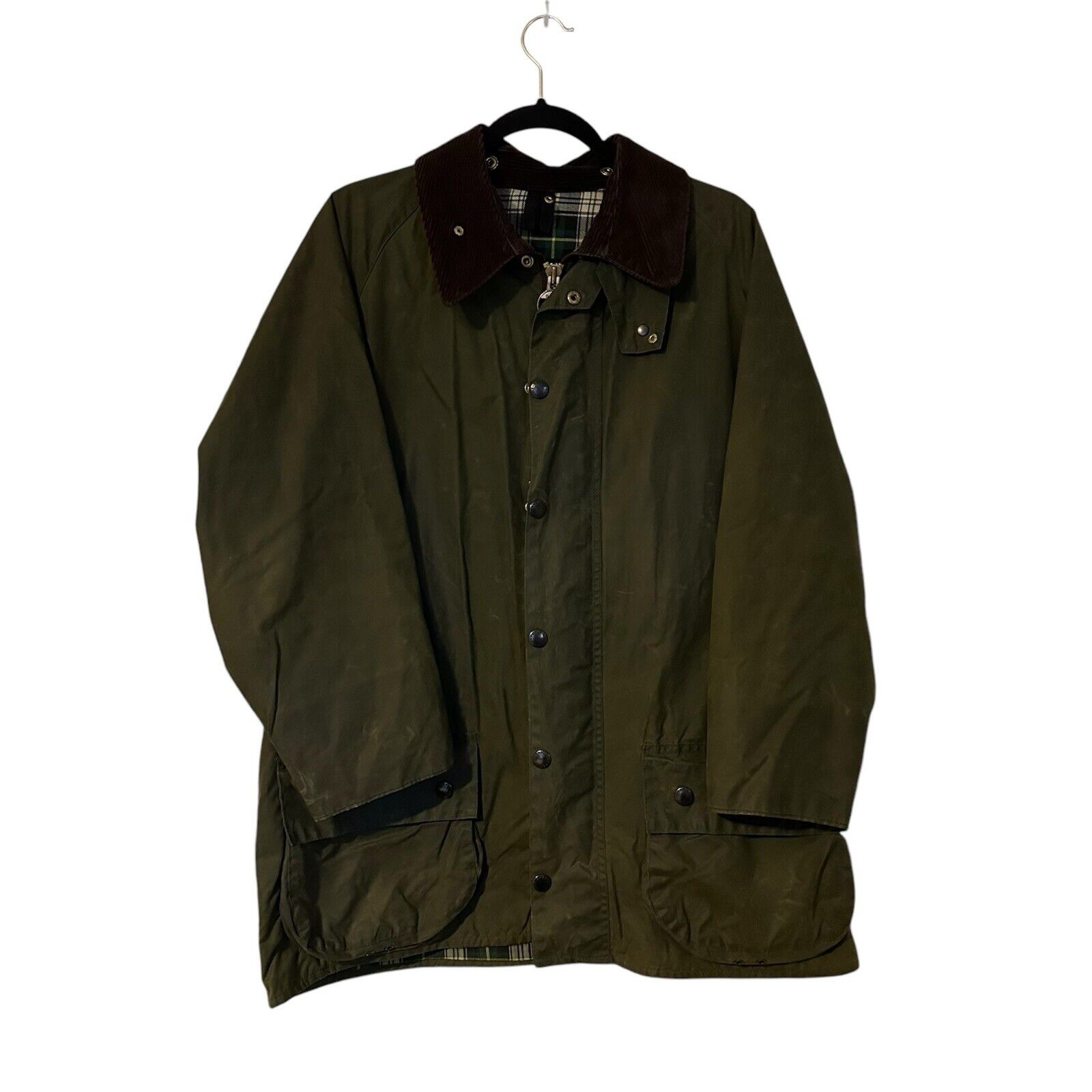 Barbour Beaufort Waxed Jacket Size 42 Green Corduroy Collar Barbour Beaufort Waxed Jacket Size 42 Green Corduroy Collar