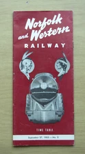 N&W NORFOLK & WESTERN Public Timetable: 9/27/53 System