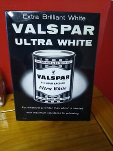 Vintage Valspar Sign 2 4 Hour Lacquer Shop Display Sign Freestanding Tin Board Ebay