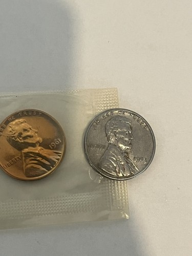 Lote de centavos Lincoln 1961 tono natural prueba de gemas incelofán con centavo de acero - Imagen 6 de 11