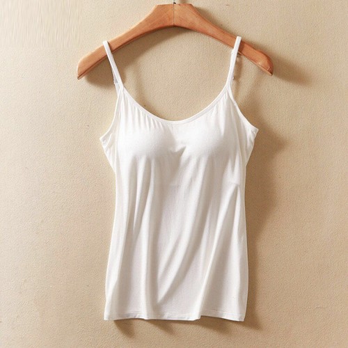 CAMI Camisole with Built in Shelf BRA Layer Adjustable Strap Tank Bra Tops S-XL - Picture 19 of 20