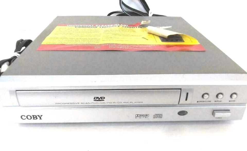 Coby Audio Home DVD Player Silver Progressive Scan Portable No Remote TESTED - Image 3 of 4