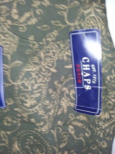 Chaps Denim Women's 14 Slim Leg Olive Green / Bronze Look Floral Print. New - Picture 5 of 12