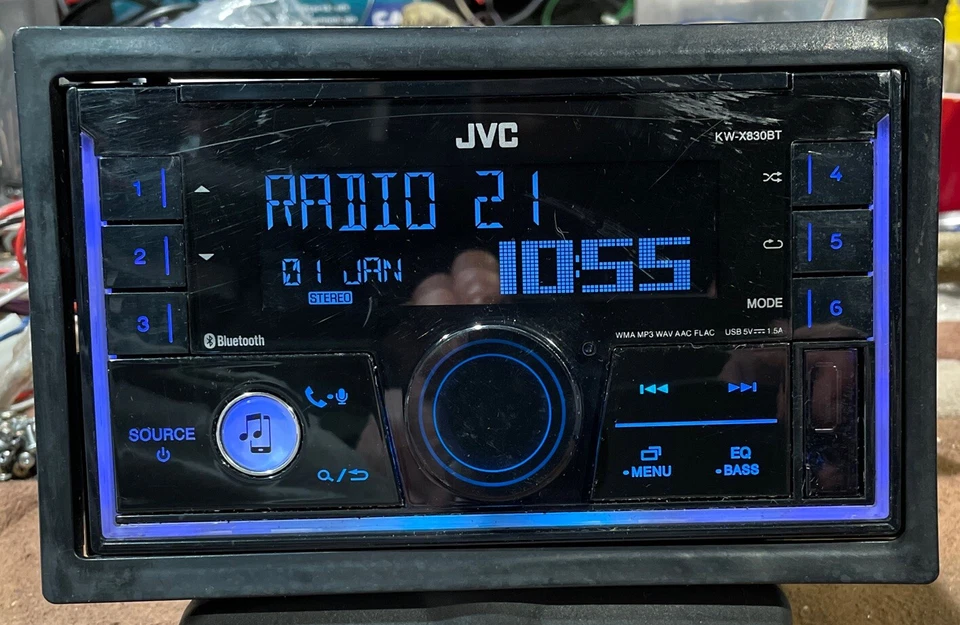 Org JVC KW-X320BT Autoradio WMA MP3 WAV AAC FLAC Bluetooth + AUX + USB + Adapter - Bild 4 von 4