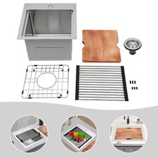 15 x 15 Inch Stainless Steel Drop-in Bar Sink Topmount Kitchen Sink Single Bowl