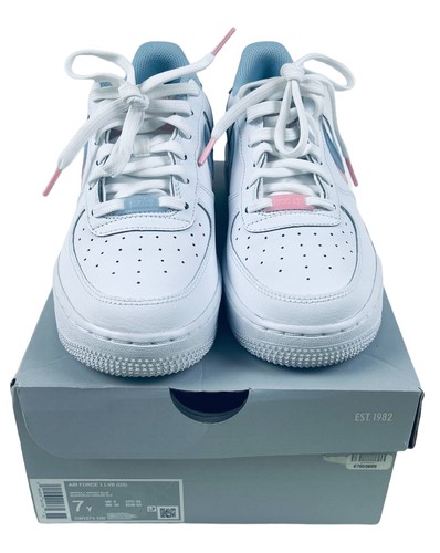 Nike Air Force 1 Low LV8 Double Swoosh CW1574-100 White Blue Pink GS Size 7Y
