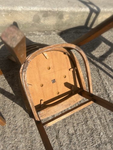 Set Of 4 Vintage 1950s Ladderback Kitchen Chairs With Vinyl Seat Pads - Picture 6 of 7