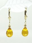 14k Yellow Gold Filled Citrine Briolette Drop Dangle Earrings — photo 1